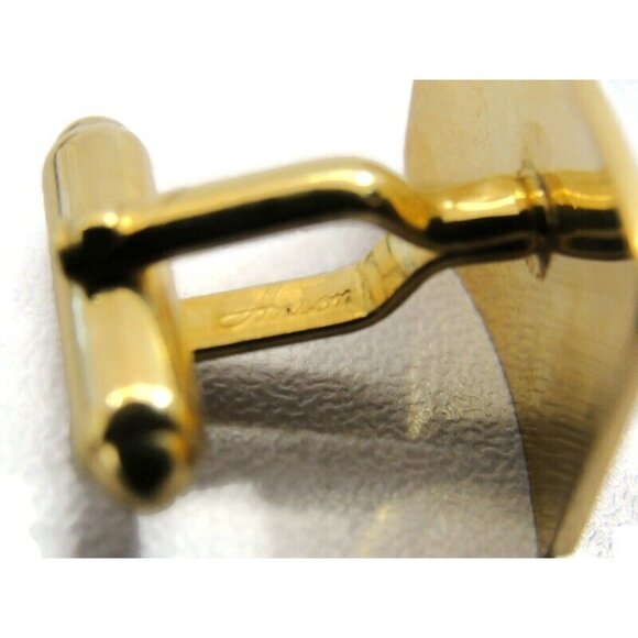 Signed Anson 12K Gold Filled Smooth Curved Rectangle Cufflinks - Picture 7 of 10